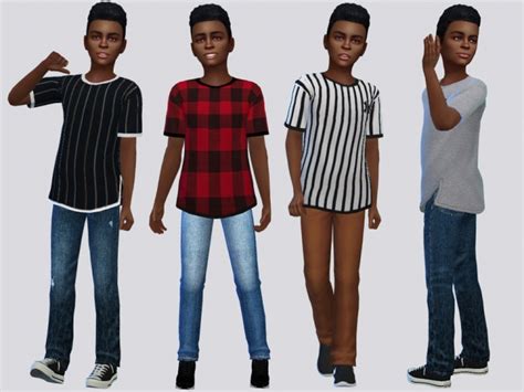X Side Slit Tee Shirt Kids By Mclaynesims At Tsr Sims 4 Updates