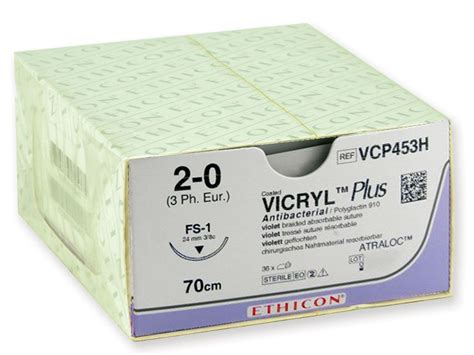 Ethicon Vicryl Plus Absorbable Sutures Gauge 20 Needle 24 Mm
