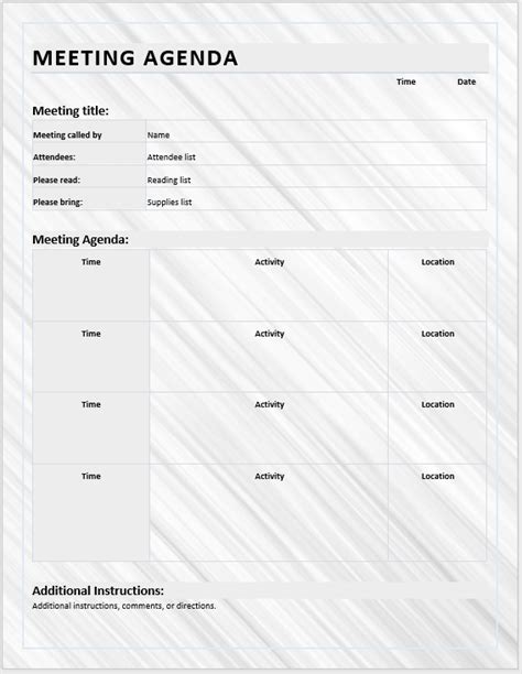 basic meeting agenda template microsoft word templates