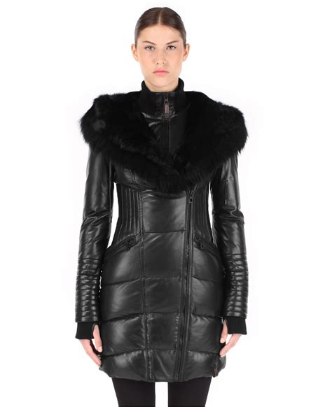 Rudsak Outerwear Black Genuine Lamb Leather Sia Down Coat Coat