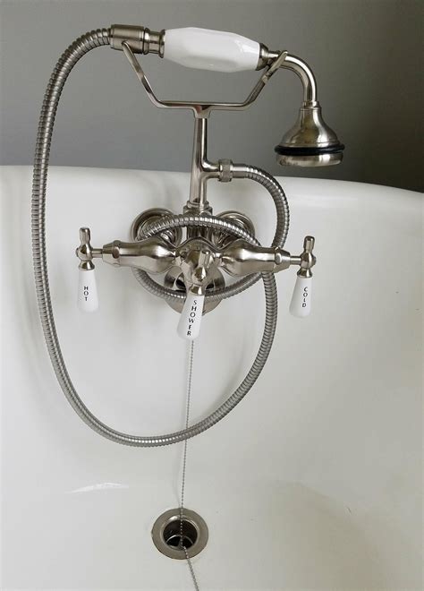 A freestanding tub doesn't mean you have to skip out on a shower curtain. Randolph Morris vintage clawfoot tub fixtures | Clawfoot ...