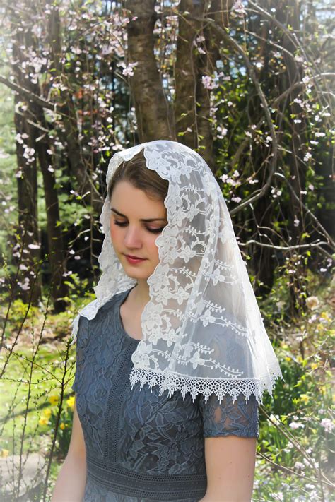 Evintage Veils~ Our Lady Of Guadalupe Cream White Embroidered Lace