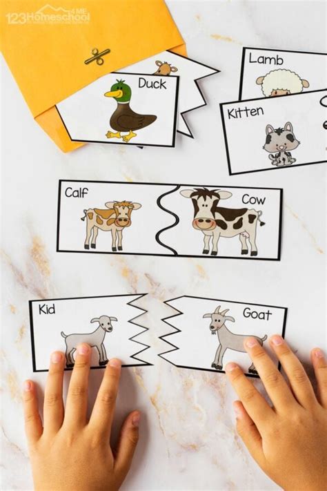 🐔 Free Farm Animals And Their Babies Printables Puzzles Activities