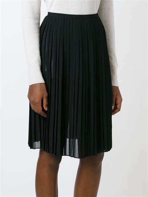 Lyst Dkny Sheer Pleated Skirt In Black