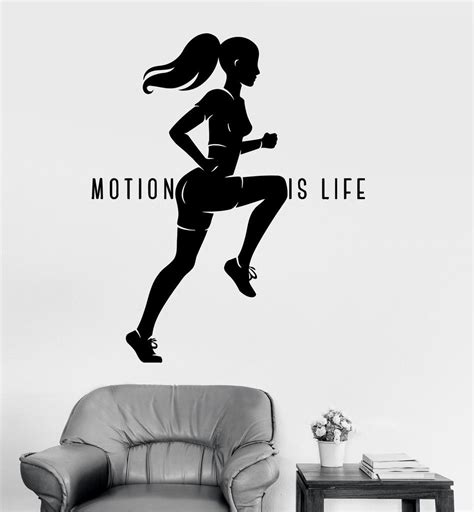 Vinyl Wall Decal Healthy Lifestyle Motivation Sports Woman Run Stickers
