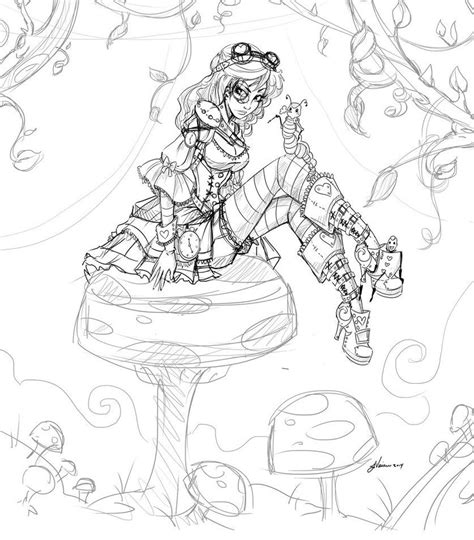 For adults relaxation art large creativity grown ups coloring relaxation stress relieving patterns. Steampunk Alice Sketch by NoFlutter on deviantART ...