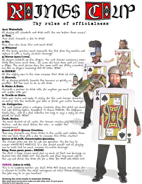 Rules for the drinking game king's cup. Kings Cup Rules by BurnZig on DeviantArt
