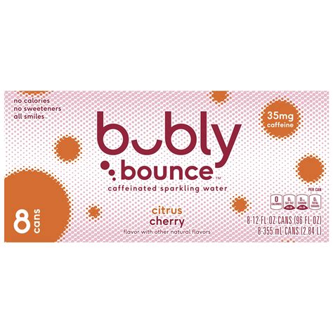 Bubly Bounce Citrus Cherry Flavor Caffeinated Sparkling Water