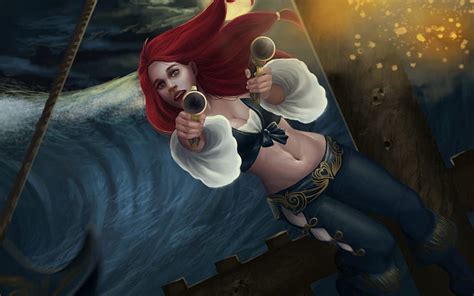 miss fortune art redhead game woman league of legends pirate fantasy hd wallpaper peakpx