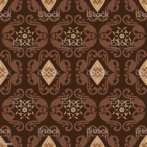 Unique Flower Pattern Design On Javanese Batik With Dark Brown Color