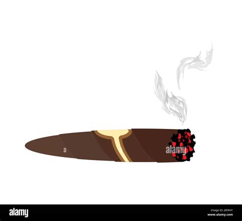 Cigar And Smoke On A White Background An Expensive Cuban Cigar Vector