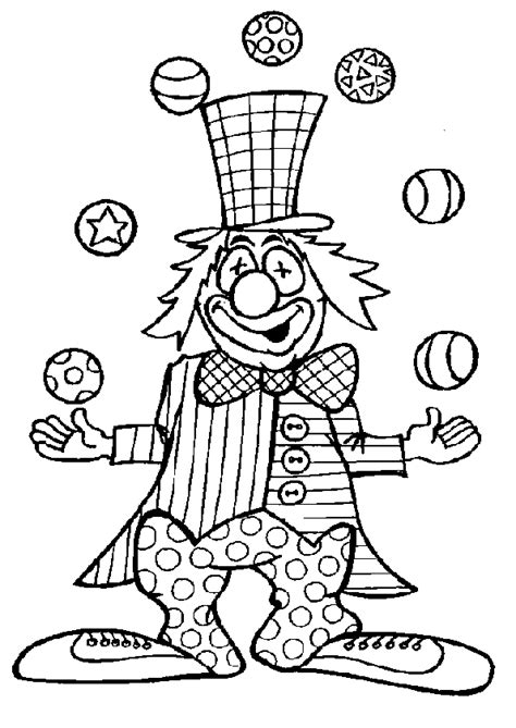 Retrouvez tous les coloriages de clowns du crique à imprimer pour s'amuser à colorier ces personnages aimés des enfants. Coloriage Cirque Clown En Train De Jongler