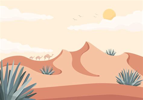 Vector Desert Landscape Illustration Landscape Illustration