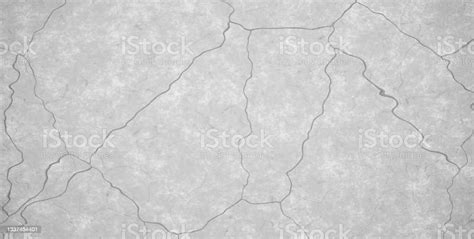 Crack Gray Concrete Texture Broken Cement Wall Or Floor Background With