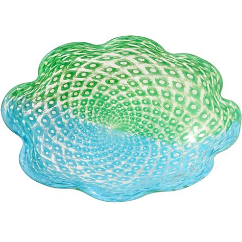 vintage italian clear blue and emerald green murano glass bowl 1950s at 1stdibs murano glass