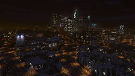 Ambient Night View Downtown | GTA V Los Santos (City Sounds | ASMR