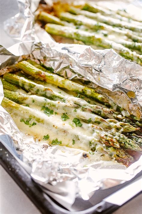 Grilled asparagus goes well with beef or poultry. Cheesy Grilled Asparagus in Foil Packs - Cheesy ...