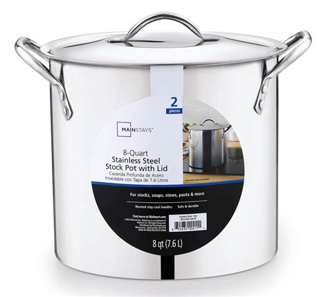 Mainstays 8 Quart Stock Pot Ultra Durable Stainless Steel With Lid Ebay