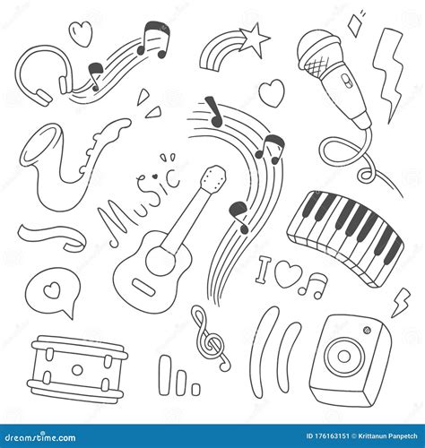 Music Doodle Vector Illustration Drawing Design Concept Stock Vector