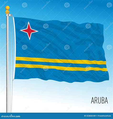 Aruba Official National Flag Dutch Antilles Stock Vector