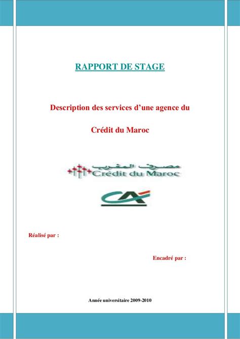 Rapport De Stage Crédit Du Maroc