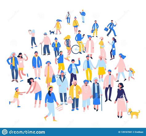 Modern Multicultural Society Concept With Crowd Of People Stock Vector ...