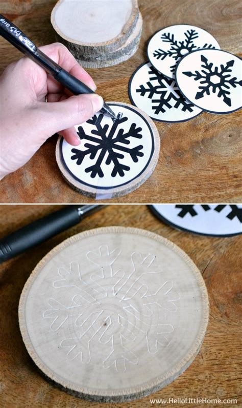 Our coaster set made from birch, mahogany or walnut wood serve as great home decor accents while also protecting the table. DIY Wood Slice Snowflake Coasters
