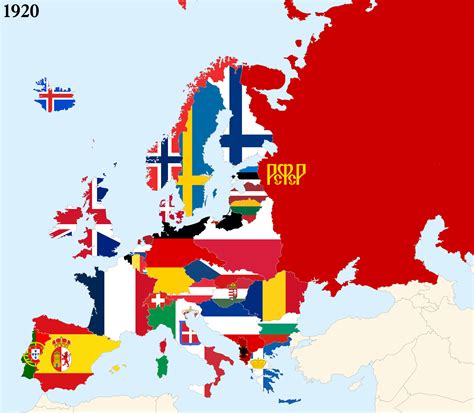 Flag map of Europe, 1920 : vexillology