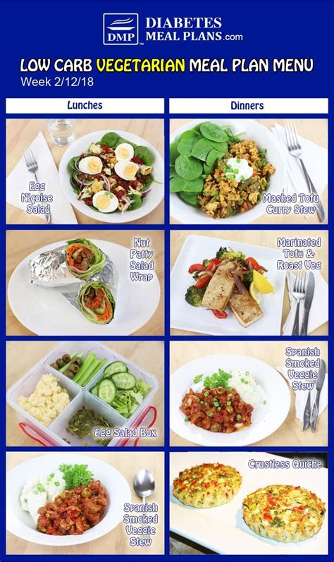 Low Carb Vegetarian Diabetic Meal Plan Week Of 2 12 18 Diabetic Meal