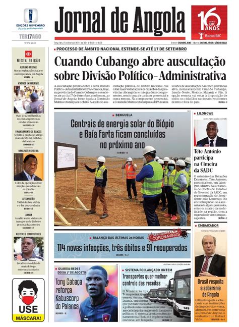 Jornal De Angola Terça 17 De Agosto De 2021