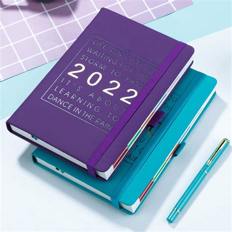 2022 A5 Planner Notebooks Super Thick Pu Leather Cover Planner Monthly