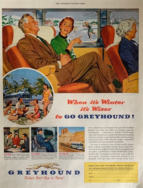 Vintage 1940s Greyhound Bus Travel Ad Etsy Israel