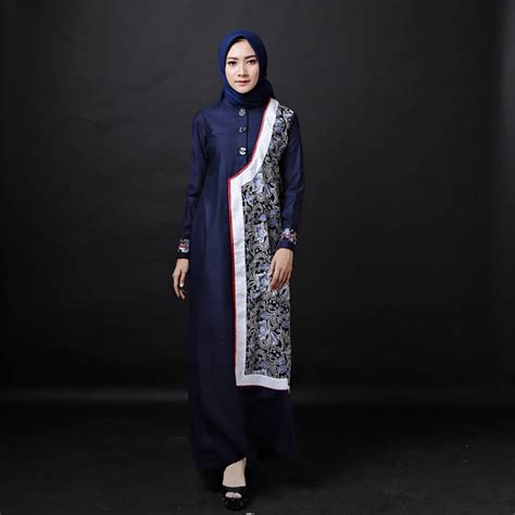 Gamis Batik Kombinasi Polos Modern 2019 Gamis