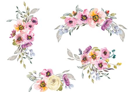 Check spelling or type a new query. Watercolor Pink and Purple Flowers Clipart By Patishop Art ...