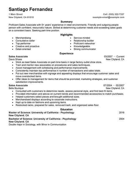 Best Resume For Part Time Job In Canada Job Retro