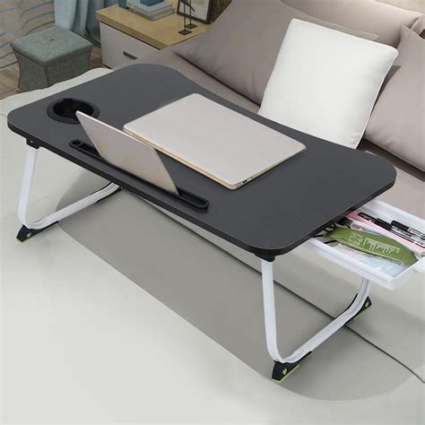 Gesoes Laptop Bed Tray Table Foldable Portable Lap Standing Desk For Sofa Bed Terrace