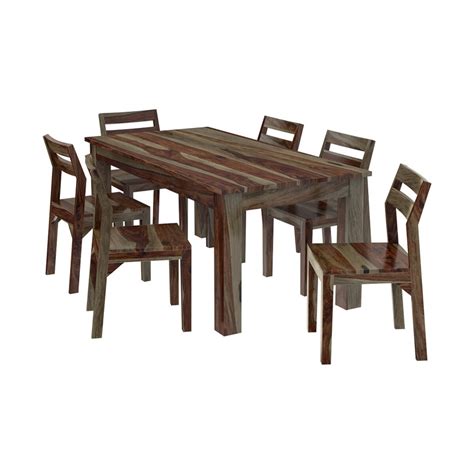 Upholstered in a soft velvet and supported by sturdy wooden legs, the chair's design is subtle yet modern which will make this chair at home in many. Modern Rustic Sierra Solid Wood 72" Dining Table & Chair Set