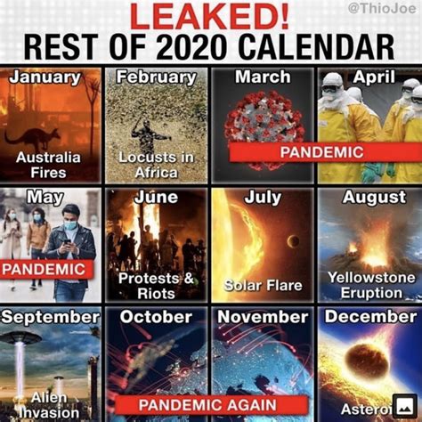 Leaked Rest Of 2020 Calendar Meme Vivian Lawry