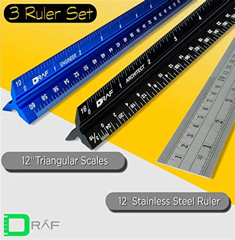 Draf 12 Inch Architectural And Engineering Imperial Scale Ruler Set