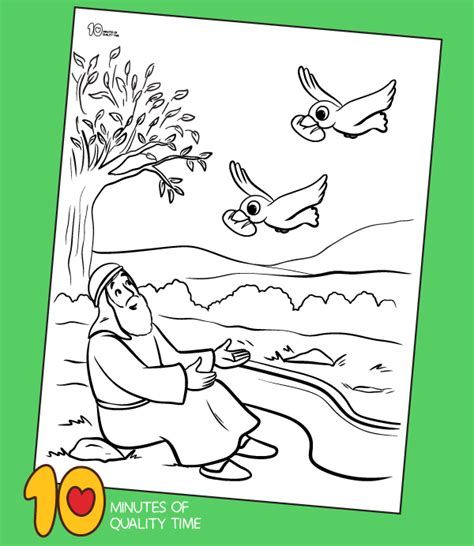 Elijah fed by ravens coloring page. Pin on Bible activities for kids