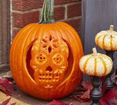 Free Sugar Skull Pumpkin Stencil Better Homes And Gardens