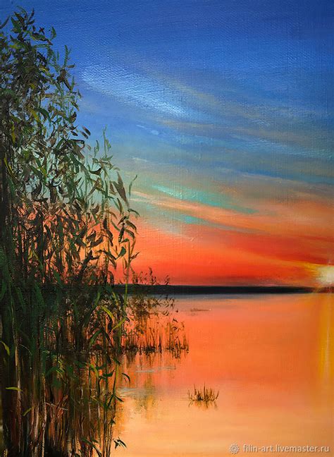Landscape Oil Painting On Canvas The Unique July Sunset