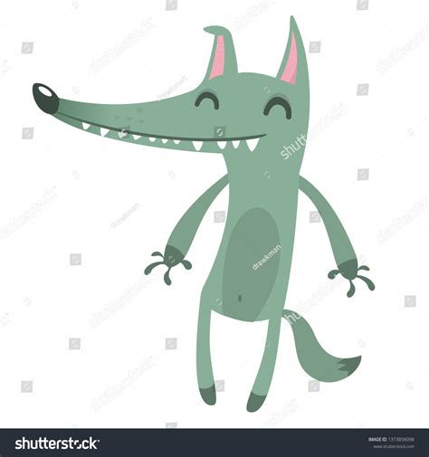 Cute Cartoon Wolf Character Wild Forest Stock Vector (Royalty Free