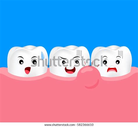 Cute Cartoon Tooth Character Gum Problem Stock Vector Royalty Free