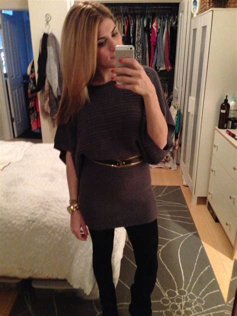 Handm Sweater With Fleece Lined Leggings Gold And Black Leather Belt Friday Fashion Black