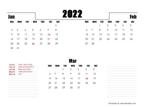 2022 India Quarterly Planner Template - Free Printable Templates