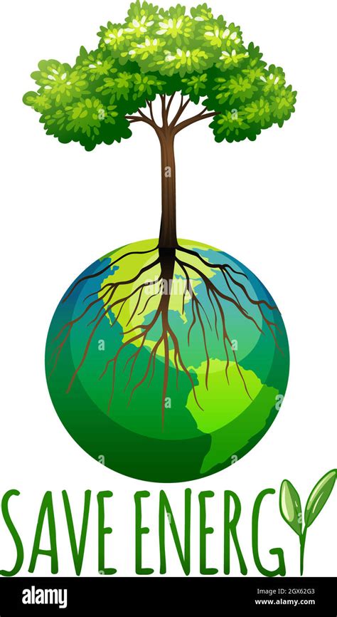 Save Energy Theme With Earth And Tree Stock Vector Image And Art Alamy