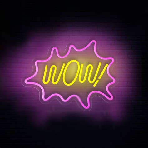 Wow Led Neon Sign Wow Neon Led Sign Wow Neon Wall Light Etsy