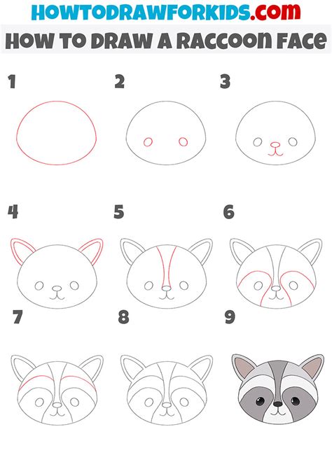 How To Draw A Raccoon Face Easy Drawing Tutorial For Kids