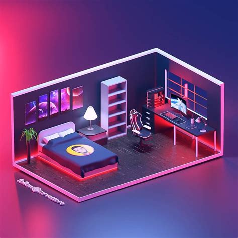 Illustration Bedroom Gaming Room Design Draw Heat